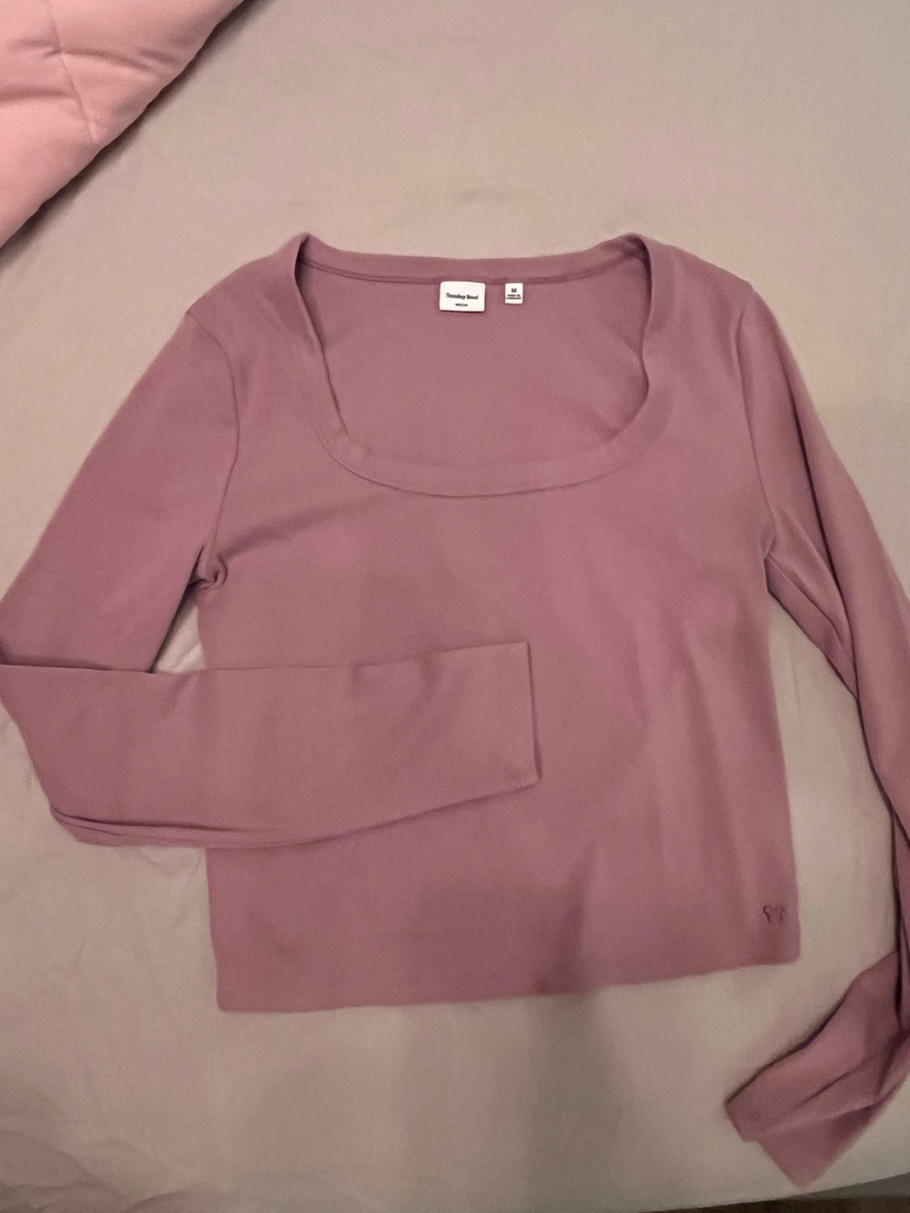 Sunday Best Scoop Neck Long Sleeve Top - Mauve Pink